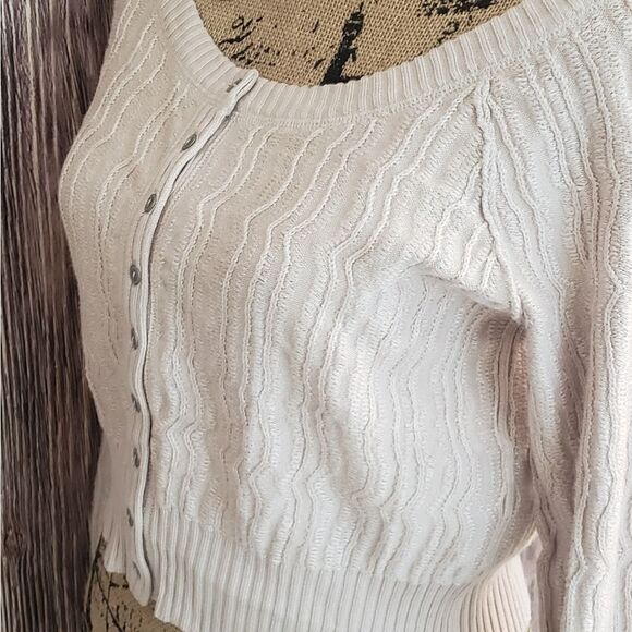 Free People Button Up Cropped Sweater W Size L - Picture 10 of 13